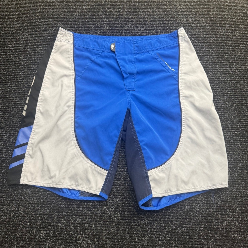 Thor Motocross Technology Board Shorts Blue White Mens Size 36 Swim Trunks